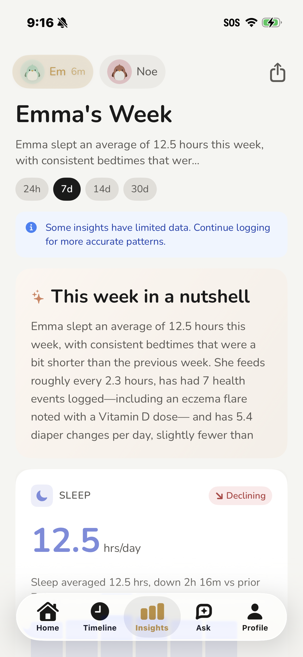 Robin Baby daily data insights details